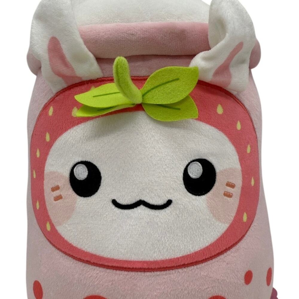 Honeymaru Strawberry Bunny Bubble Tea Plush Pink Kawaii NWT 15” - Picture 2 of 10
